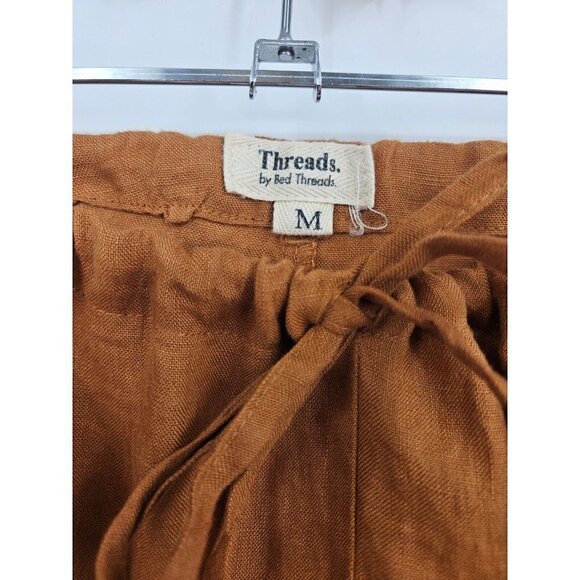 New Threads by Bed Threads Rust French Flax Linen Pants Womens M Drawstring - Picture 4 of 7